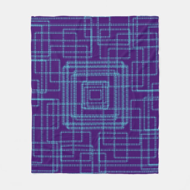 Geometrisches blaues Muster Fleecedecke (Vorderseite)