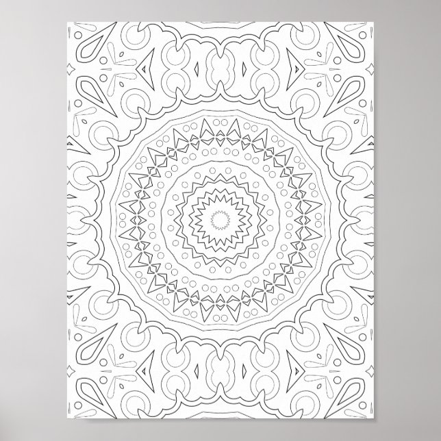 Geometrisches Blumen-Mandala-Farbdesign Poster (Vorne)
