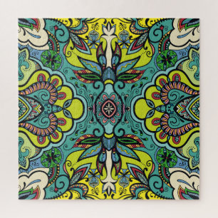Geometrisches Blumenmuster, farbenfrohe abstrakte Puzzle