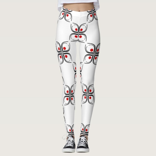 Geometrisches Blumenmuster Leggings (Vorderseite)