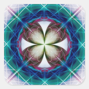 Geometrisches Blumenmuster Quadratischer Aufkleber