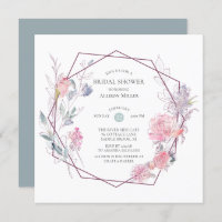 Geometrisches Blumenrahmen Bridal Dusche Einladung