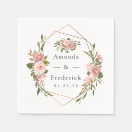 Geometrisches Blush und Rose - Hochzeit der golden Serviette