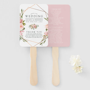 Geometrisches Blush- und Roségold-Hochzeitsprogram Fächer