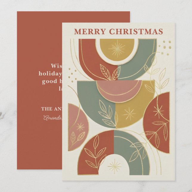 Geometrisches Boho-Weihnachten Feiertagskarte (Vorne/Hinten)
