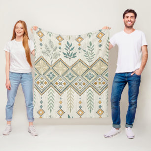 Geometrisches botanisches Volkskunstmuster Fleecedecke