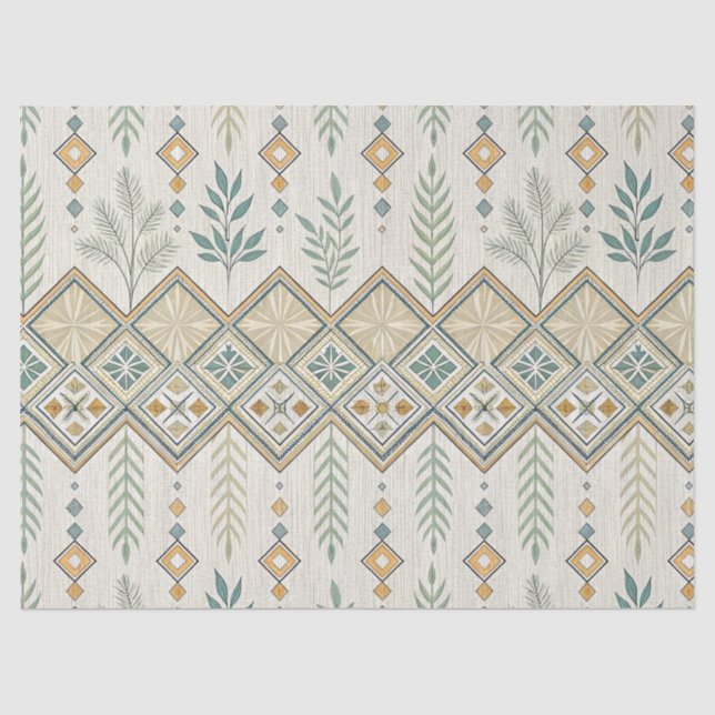 Geometrisches botanisches Volkskunstmuster Seidenpapier (Vorderseite)