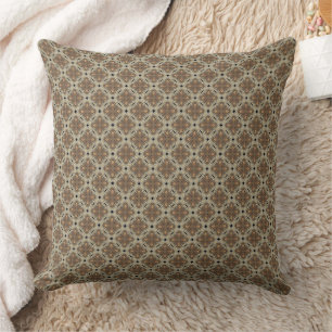 Geometrisches, braun und beige Wiederholmuster Kissen