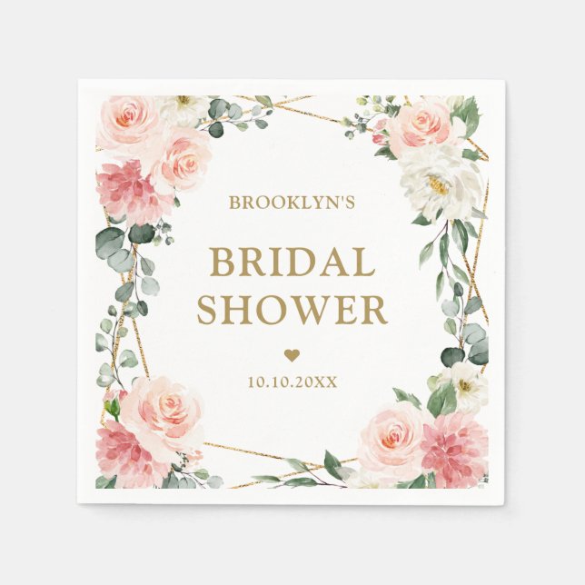 Geometrisches Brautparty für Rosa Bläschen Serviette (Vorderseite)