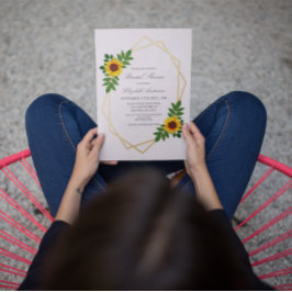 Geometrisches Brautparty für Sonnenblumen Folieneinladung