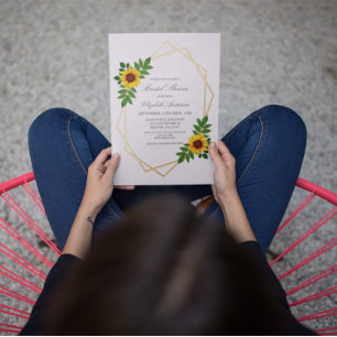 Geometrisches Brautparty für Sonnenblumen Folieneinladung