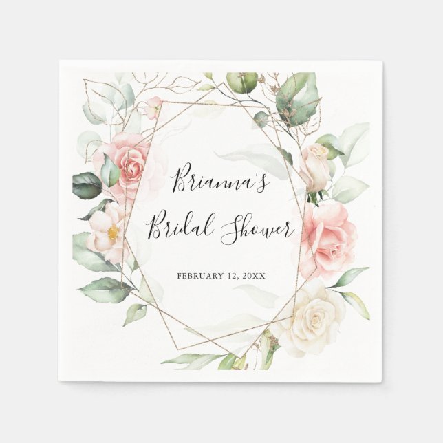 Geometrisches Brautparty in grünen Foliagen Serviette (Vorderseite)