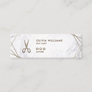 Geometrisches Brown-Gold Scissors Mini Visitenkarte