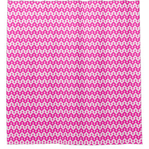 Geometrisches Candy Pink White Girly Pattern Duschvorhang