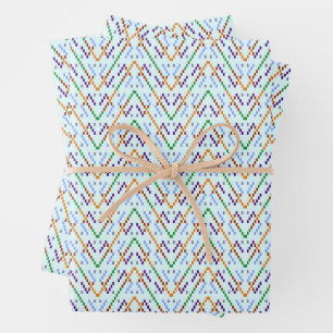 Geometrisches Chevron-Zickzack-Mosaik nahtloses Mu Geschenkpapier Set