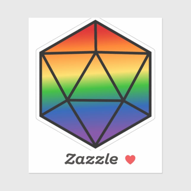 Geometrisches D20-Regenbogenfarbenfeld Aufkleber (Blatt)