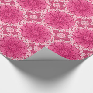 Geometrisches Daisy-Muster in Korallen und Pastell Geschenkpapier