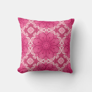 Geometrisches Daisy-Muster in Korallen und Pastell Kissen
