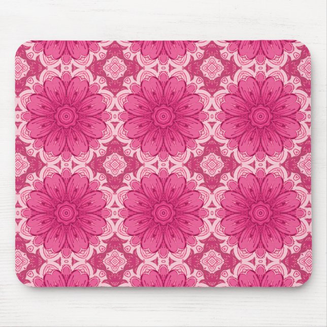 Geometrisches Daisy-Muster in Korallen und Pastell Mousepad (Vorne)