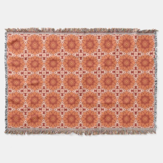 Geometrisches Daisy Muster in Mandarin Orange Decke (Vorderseite)