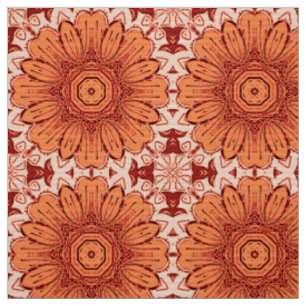 Geometrisches Daisy Muster in Mandarin Orange Stoff