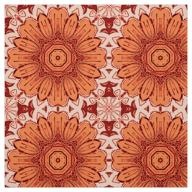 Geometrisches Daisy Muster in Mandarin Orange Stoff (Muster)