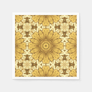 Geometrisches Daisy Muster in Mustard Gold Serviette