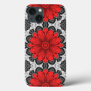 Geometrisches Daisy-Muster in Rot und Weiß Case-Mate iPhone Hülle