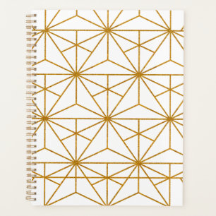 Geometrisches Deko aus Weiß und Goldkunst Planer