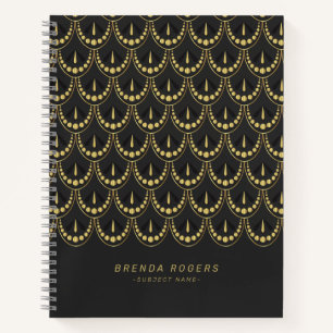 geometrisches Deko-Muster aus Gold und Dar-Grau Notizbuch