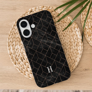 Geometrisches Deko-Rose - Monogramm aus Gold und s iPhone 16 Hülle