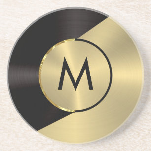 Geometrisches Design aus Schwarz und Gold Getränkeuntersetzer