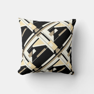 Geometrisches Design aus schwarzem Tan, Weißcreme Kissen