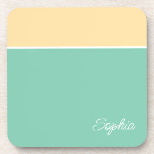 Geometrisches Design, blassgelb und Aquamarin, Skr Getränkeuntersetzer