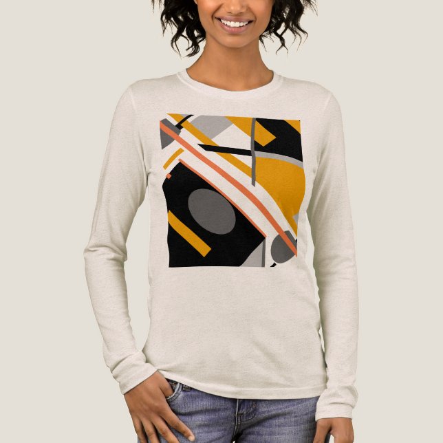 Geometrisches Design der goldschwarzen grauen Diag Tri-Blend Shirt (Vorderseite)