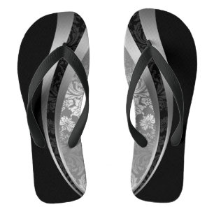 Geometrisches Design der schwarzen und silbergraue Flip Flops