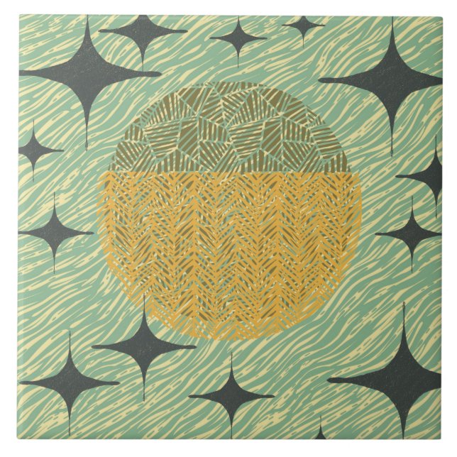 Geometrisches Design der Sternexplosion Mitte des  Fliese (Vorderseite)