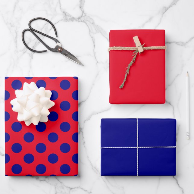 Geometrisches Design des roten blauen Kreises Geschenkpapier Set (Vorderseite)