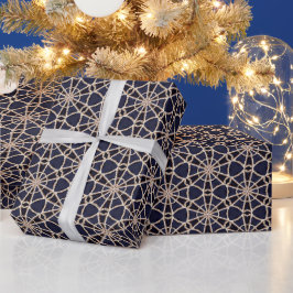 Geometrisches Design für Navy und Gold Geschenkpapier