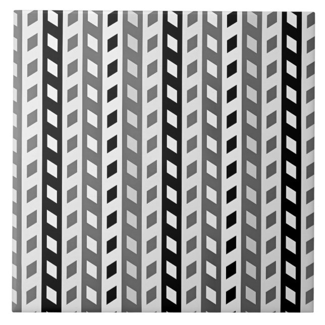 Geometrisches Design, grau, schwarz, weiß, Fliese (Vorderseite)