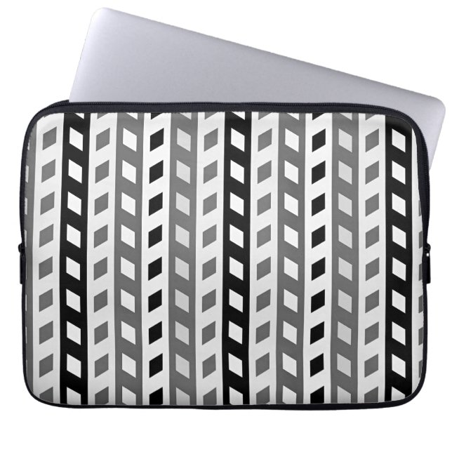 Geometrisches Design, grau, schwarz, weiß, Laptopschutzhülle (Vorderseite)