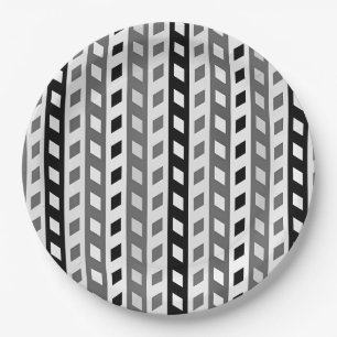 Geometrisches Design, grau, schwarz, weiß, Pappteller