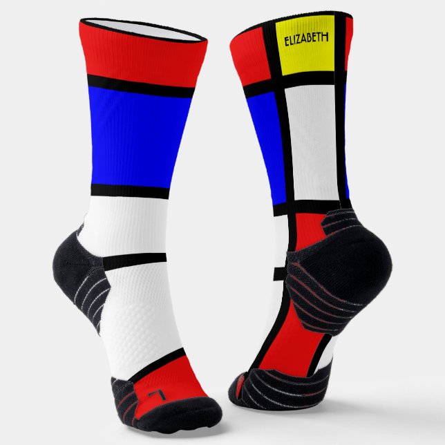 Geometrisches Design Mondrian Inspiriert Moderne K Socken (Gewinkelt)