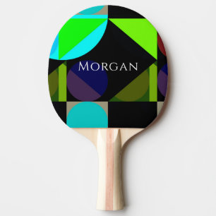 Geometrisches Design, Name, Blau, Aquamarin grün, Tischtennis Schläger