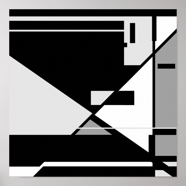 Geometrisches Design von Schwarz-Weiß "Sitting Man Poster (Vorne)