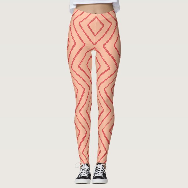 Geometrisches Diamantmuster - fett rotes Design Leggings (Vorderseite)