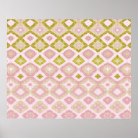 Geometrisches Diamantmuster in Rosa und Olivgrün