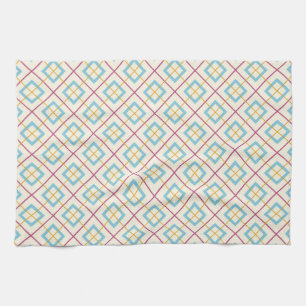 Geometrisches Diamantmuster Pastellrosa und Blau Geschirrtuch