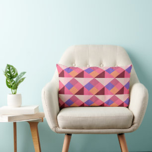 Geometrisches Diamantmuster - rosa und lila Lendenkissen