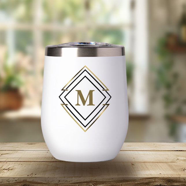 Geometrisches Diamantrahmenmonogramm Schwarz/Gold- (Von Creator hochgeladen)
